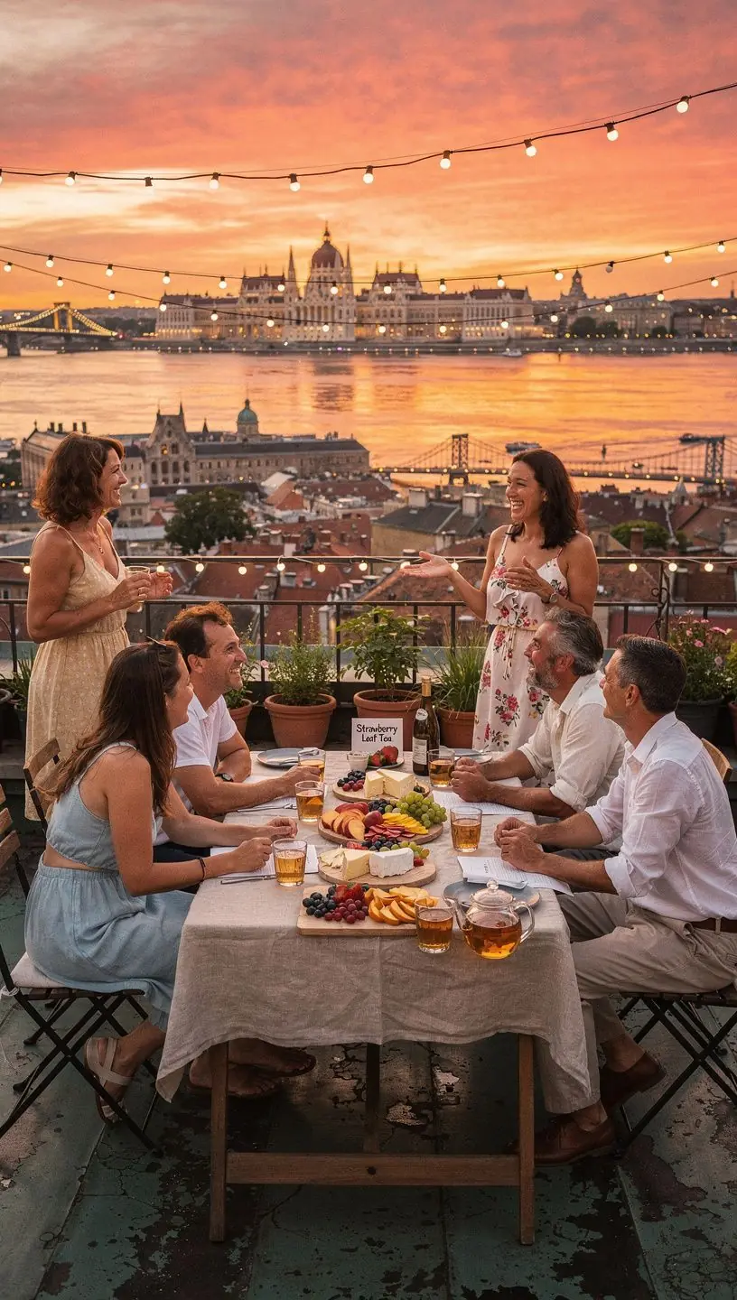 Kellemes nyári nap, ahol a tea és a gyümölcsök találkoznak.